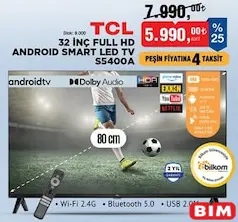 TCL S5400A 32 İNÇ FULL HD ANDROİD SMART LED TV / AKILLI TELEVİZYON
